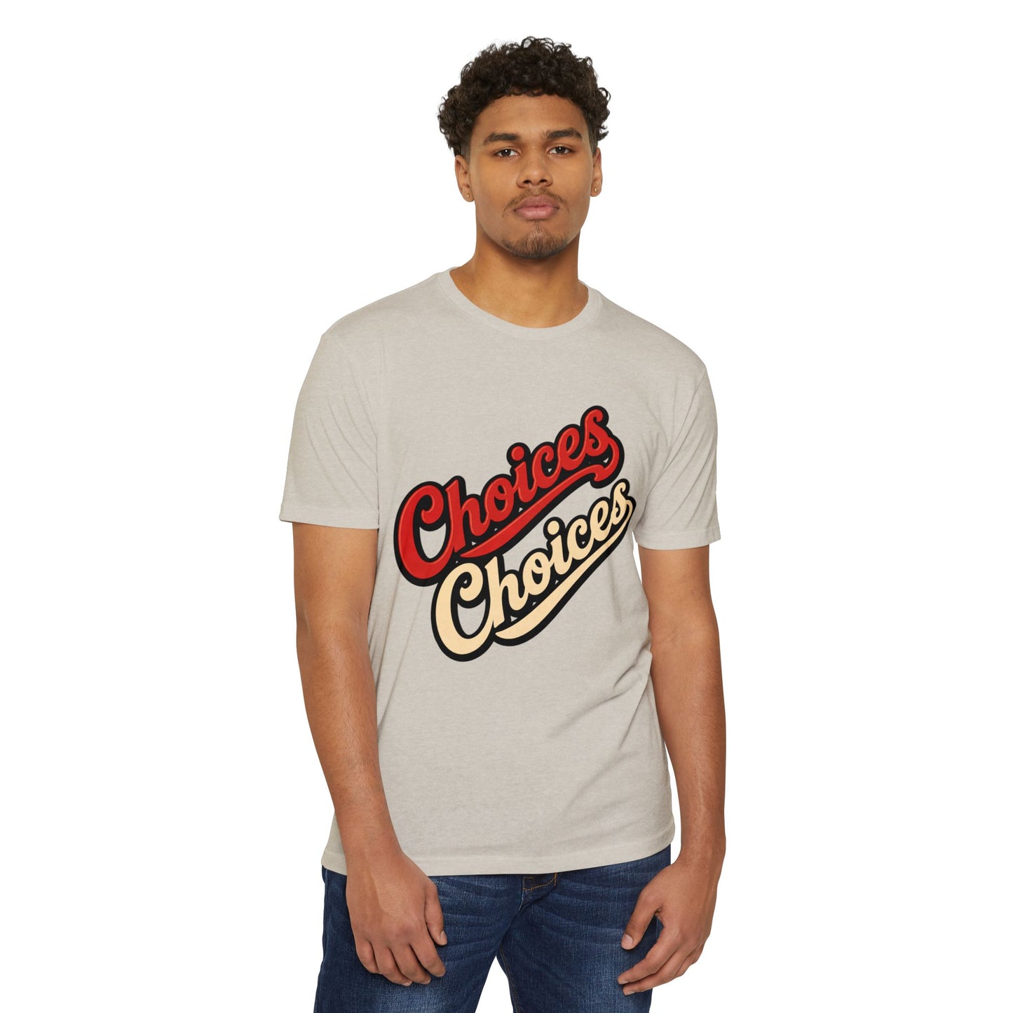 Choices Script T-Shirt — Retro Double-Word Graphic Tee