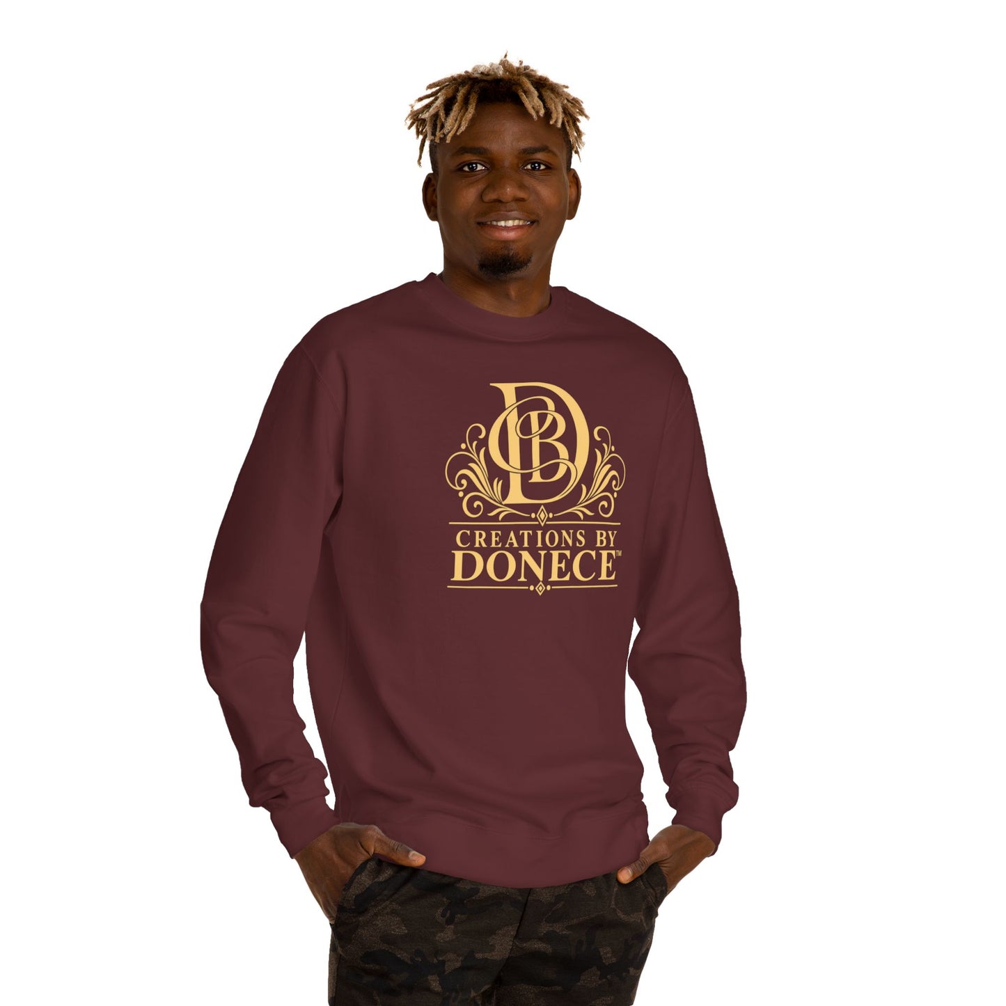 Crewneck Sweatshirt — 'Creations By Donece' Gold Logo Pullover