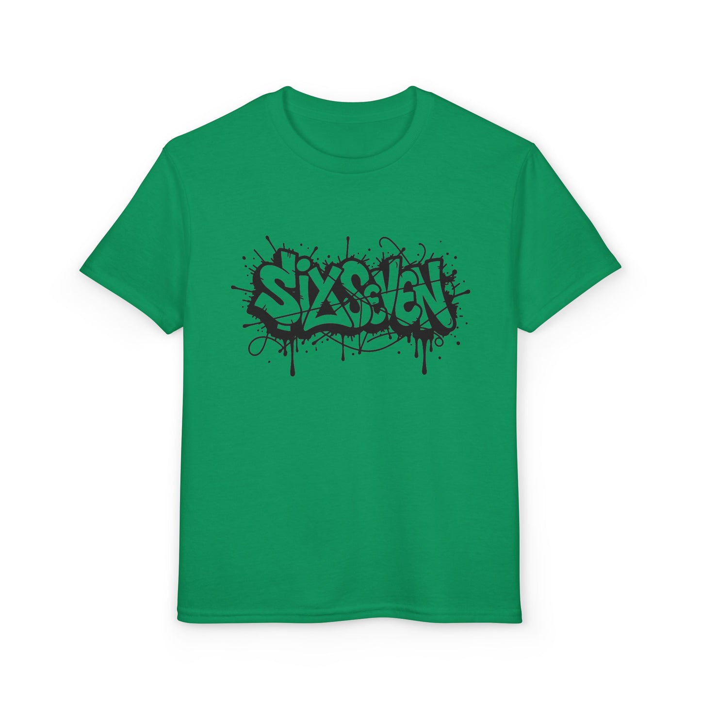 Youth T-Shirt — 'SixxSeven' Black Graffiti Drip Streetwear Tee