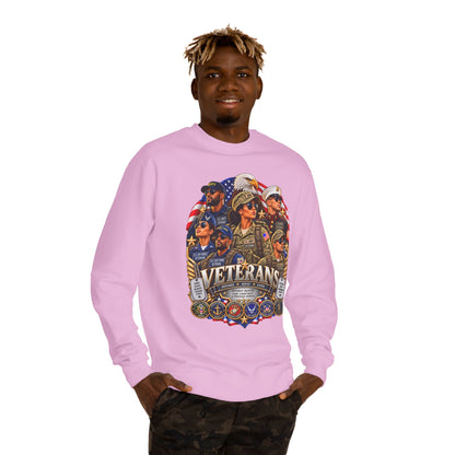 Veterans Tribute Sweatshirt — Patriotic Military Emblems & Eagle Crewneck