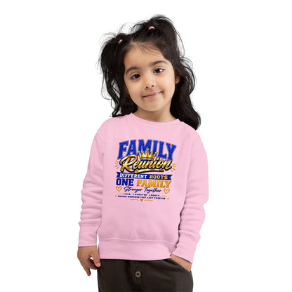 Family Reunion Toddler Sweatshirt — "Different Roots One Family" Kids Crewneck