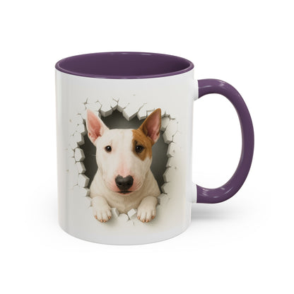 Bull Terrier Coffee Mug — Cute Dog Peeking Accent Mug (11/15oz)