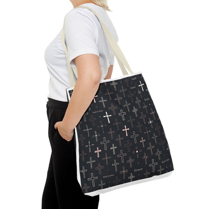 Cross Pattern Tote Bag — Faith & Grace Religious All-Over Print Tote