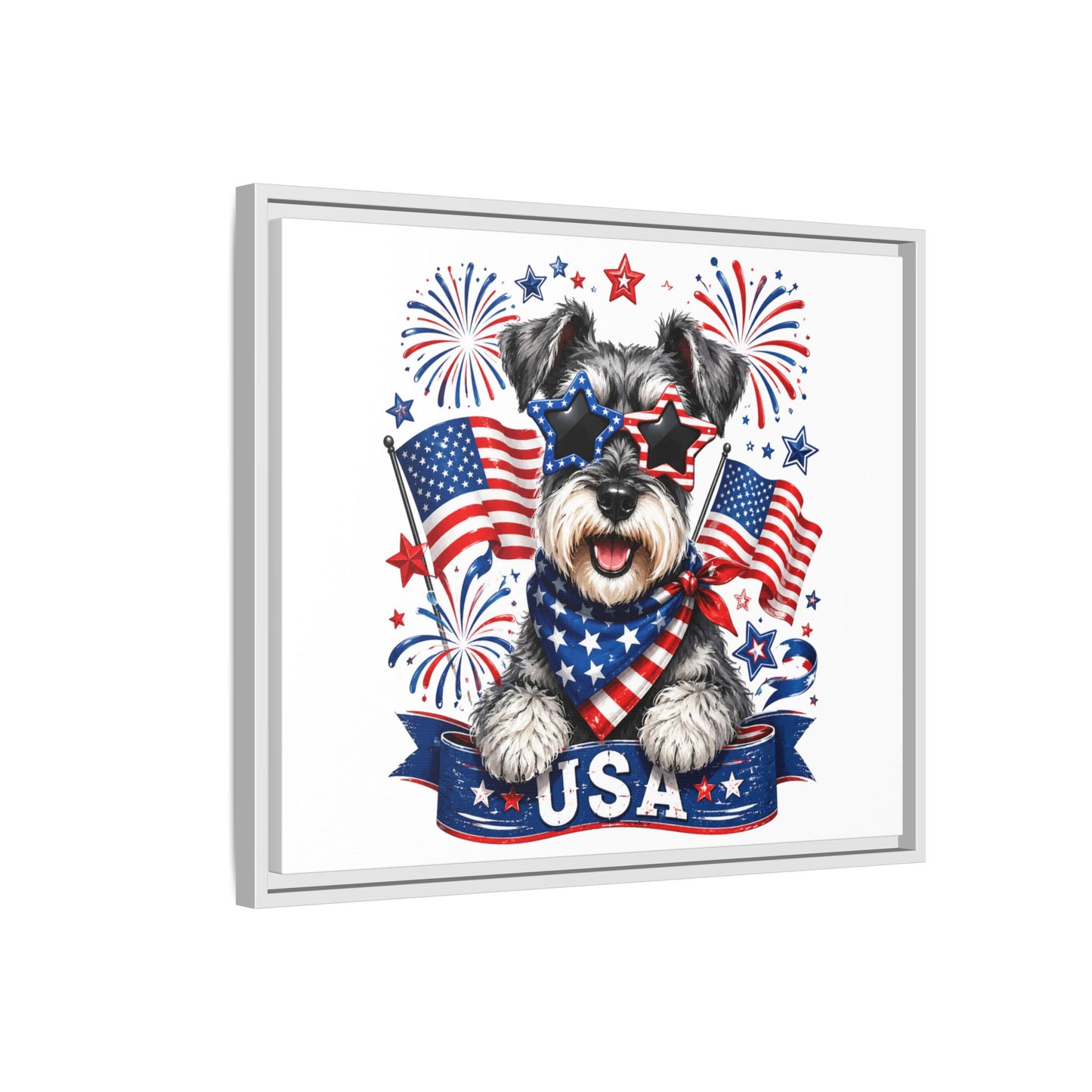 USA Patriotic Schnauzer Canvas Print — 4th of July Wall Art
