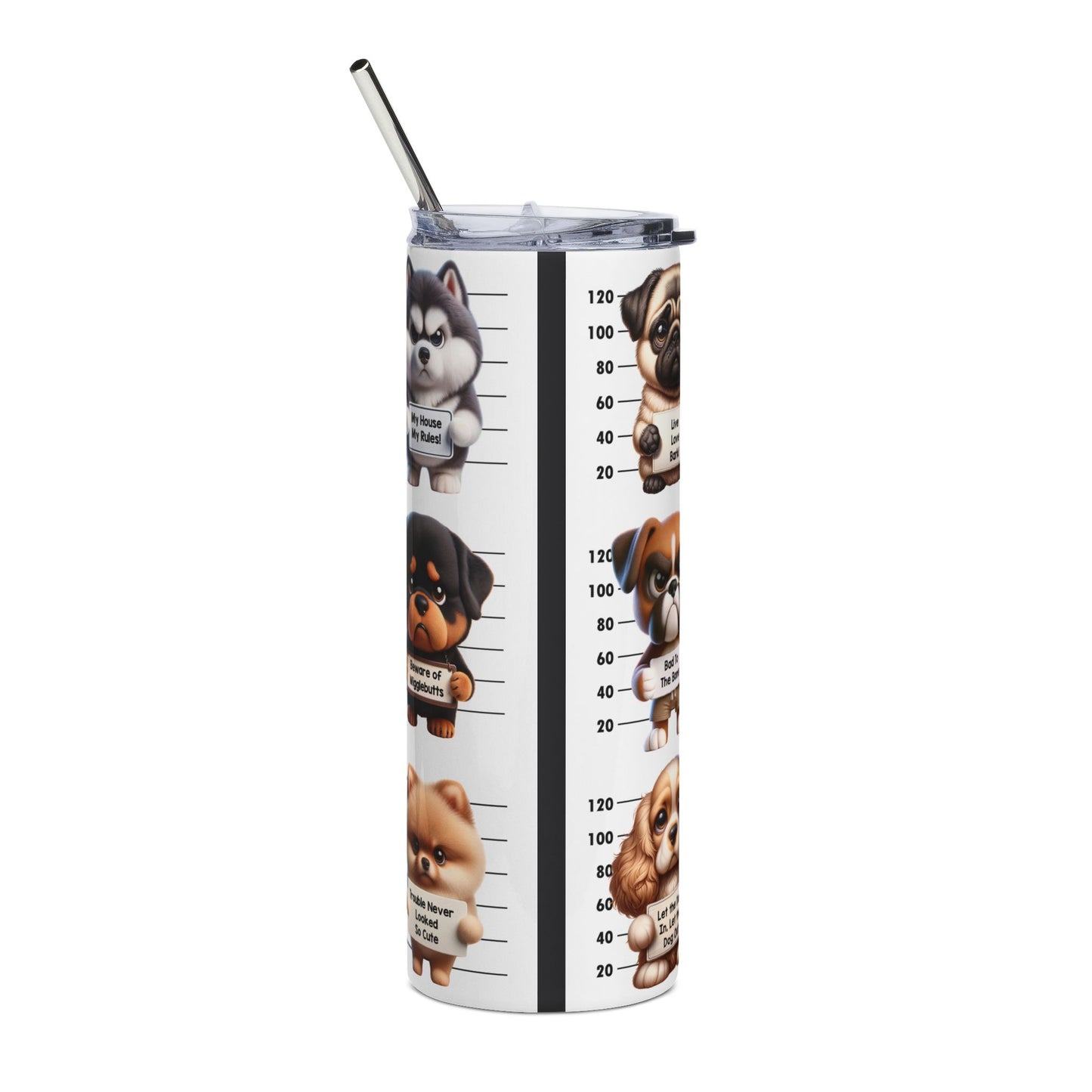 Dog Mugshot 20oz Stainless Tumbler – Funny "Handle Stress Like a Dog" Travel Cup