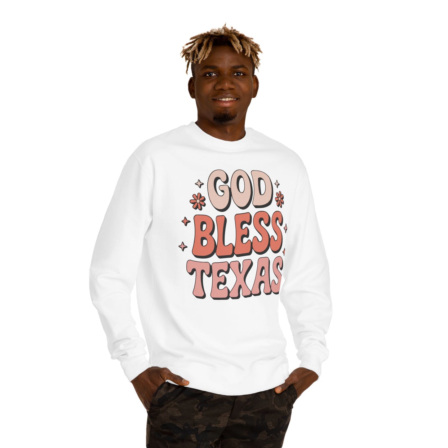 God Bless Texas Sweatshirt — Retro Floral Texas Pride Crewneck