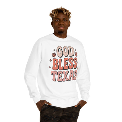 God Bless Texas Sweatshirt — Retro Floral Texas Pride Crewneck