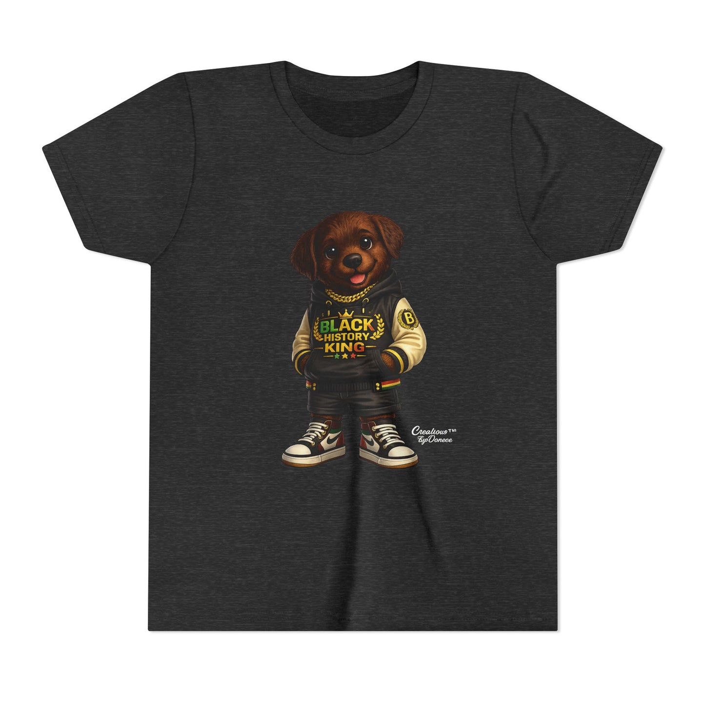 Youth Tee — 'Black History King' Puppy Graphic Shirt