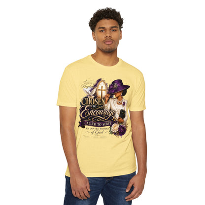 Chosen to Encourage Christian T-Shirt — 'Called to Serve' Purple Church Hat Design