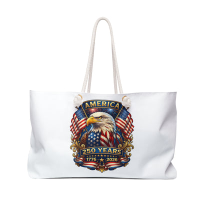 America 250th Anniversary Weekender Bag — Patriotic Bald Eagle Flag Travel Tote (1776–2026)
