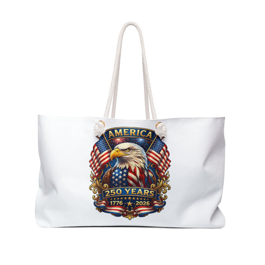 America 250th Anniversary Weekender Bag — Patriotic Bald Eagle Flag Travel Tote (1776–2026)