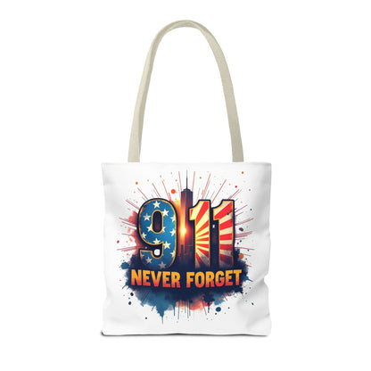 9/11 Never Forget Tote Bag — Patriotic Memorial Tribute Tote