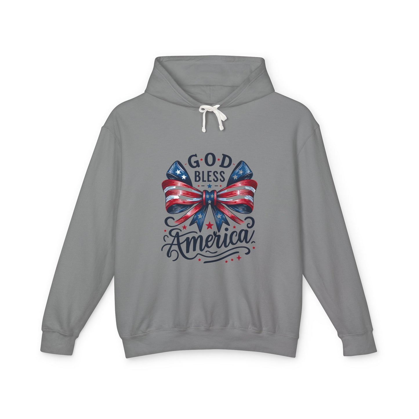God Bless America Patriotic Hoodie – American Flag Bow Fourth of July Sweatshirt