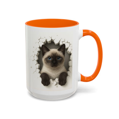 Siamese Cat Peeking Accent Coffee Mug (11/15oz)
