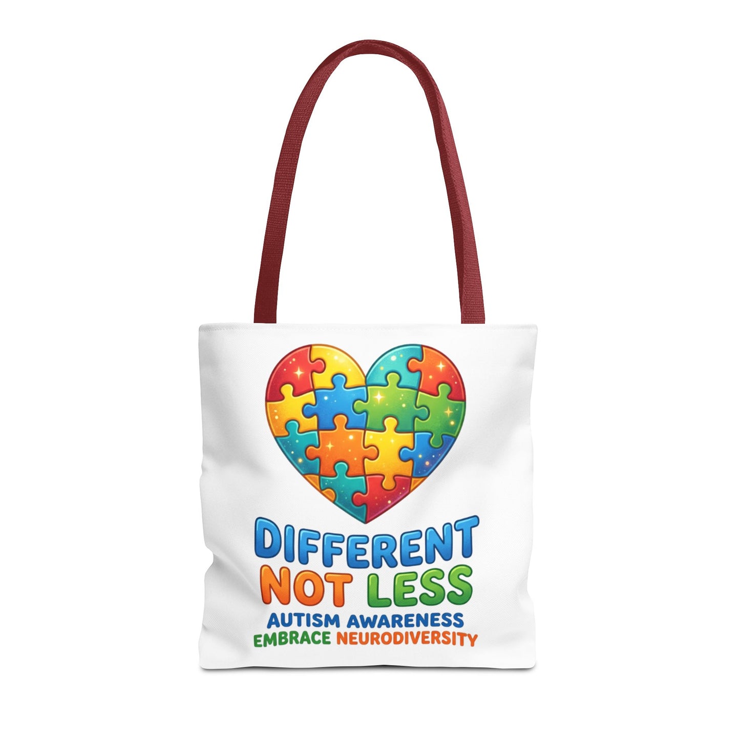 Autism Awareness Tote — "Different Not Less" Puzzle Heart