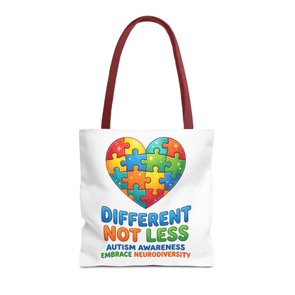 Autism Awareness Tote — "Different Not Less" Puzzle Heart