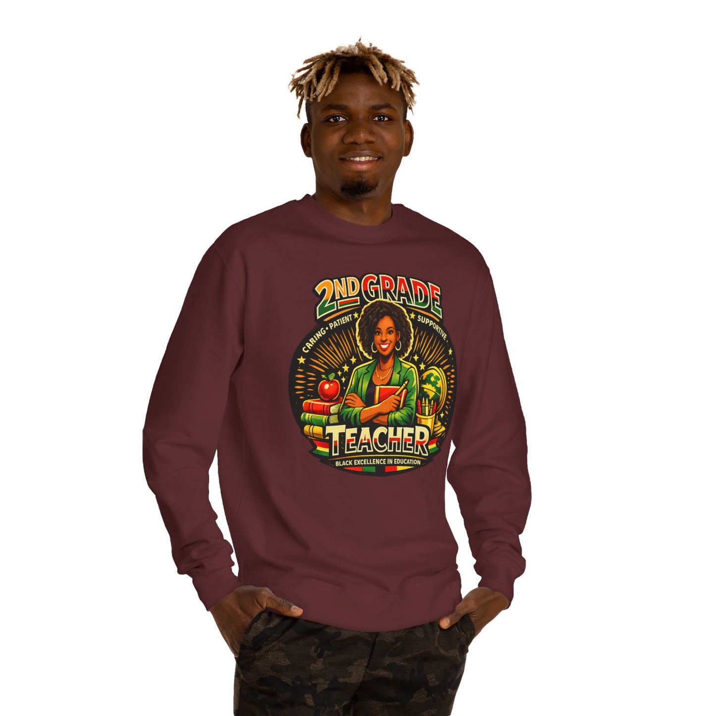 2nd Grade Teacher Sweatshirt — Proud Black Educator Crewneck