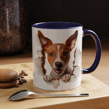 Basenji Puppy Peeking Accent Coffee Mug — Cute Dog Lover Gift (11/15 oz)