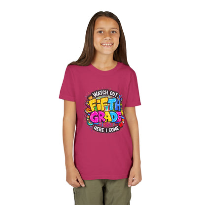 Fifth Grade T‑Shirt for Kids - "Watch Out Fifth Grade Here I Come" Back-to-School Tee