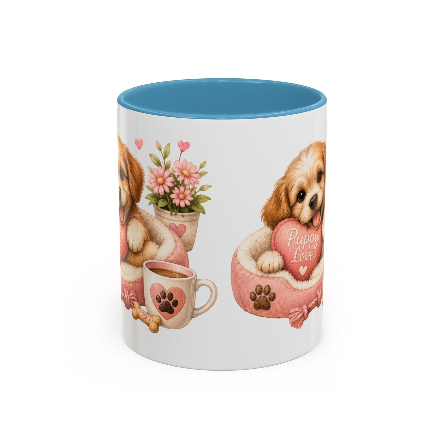 Puppy Love Coffee Mug — Cute Dog Heart Accent Mug (11/15oz)