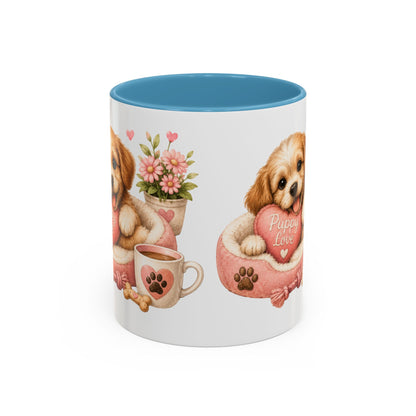 Puppy Love Coffee Mug — Cute Dog Heart Accent Mug (11/15oz)