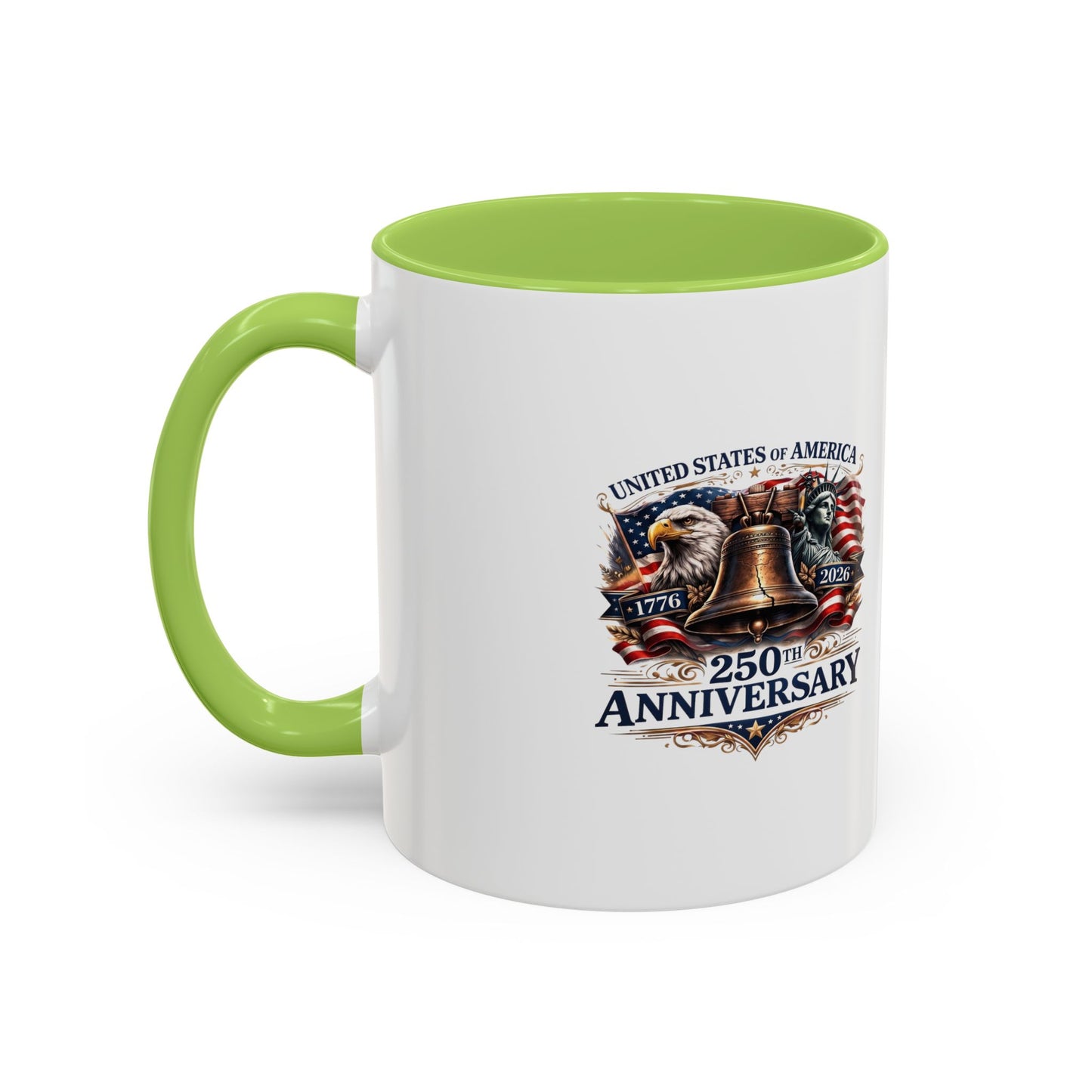 250th Anniversary Accent Coffee Mug — Patriotic United States Bell & Eagle Design (11/15 oz)