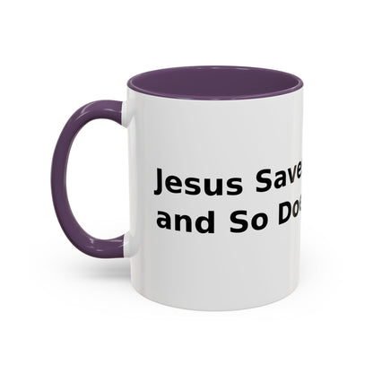 Accent Coffee Mug — “Faith + Medicine: Insulin Saves” Black-Accent Mug (11/15 oz)