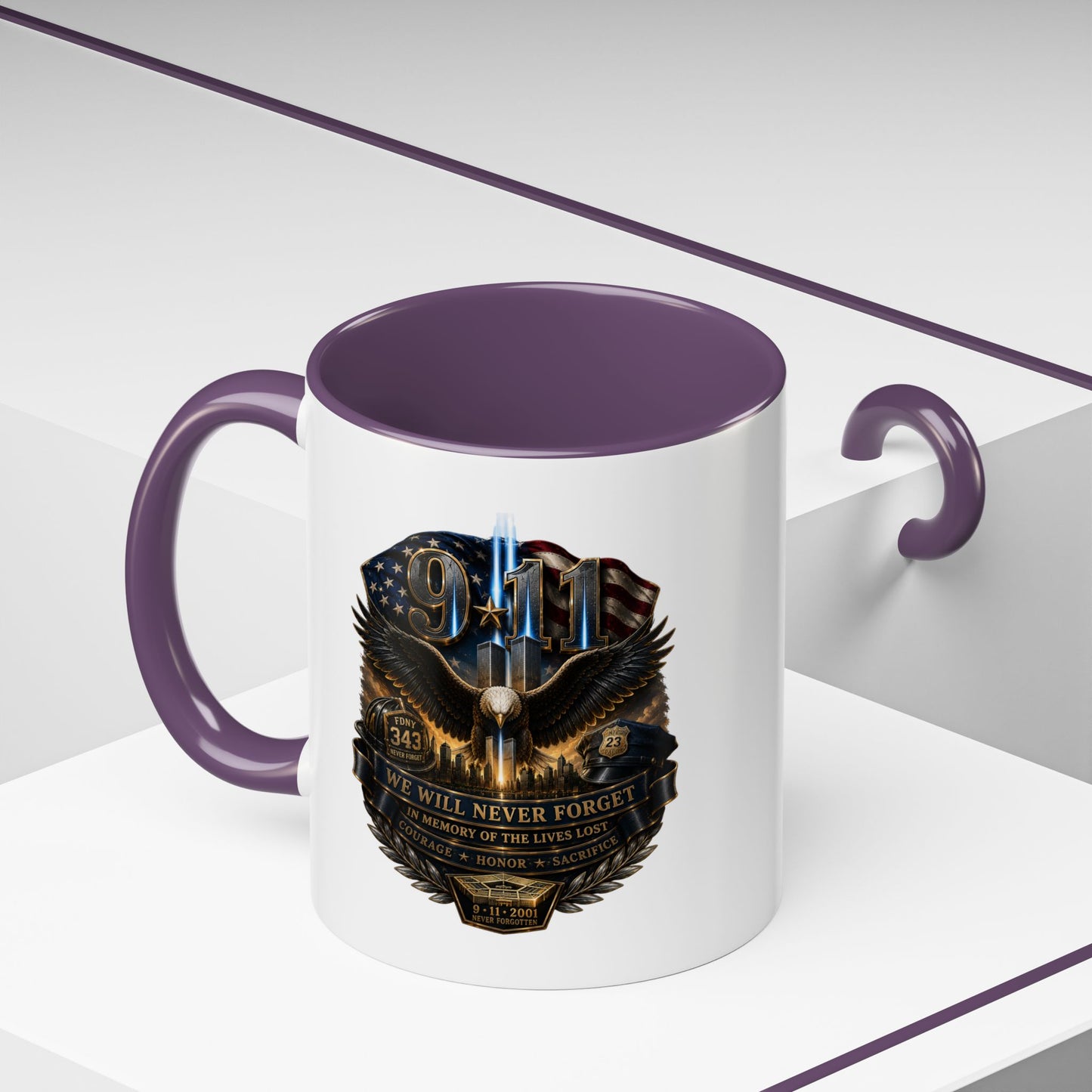 9/11 Tribute Coffee Mug — Never Forget Memorial Eagle Design (11/15oz)