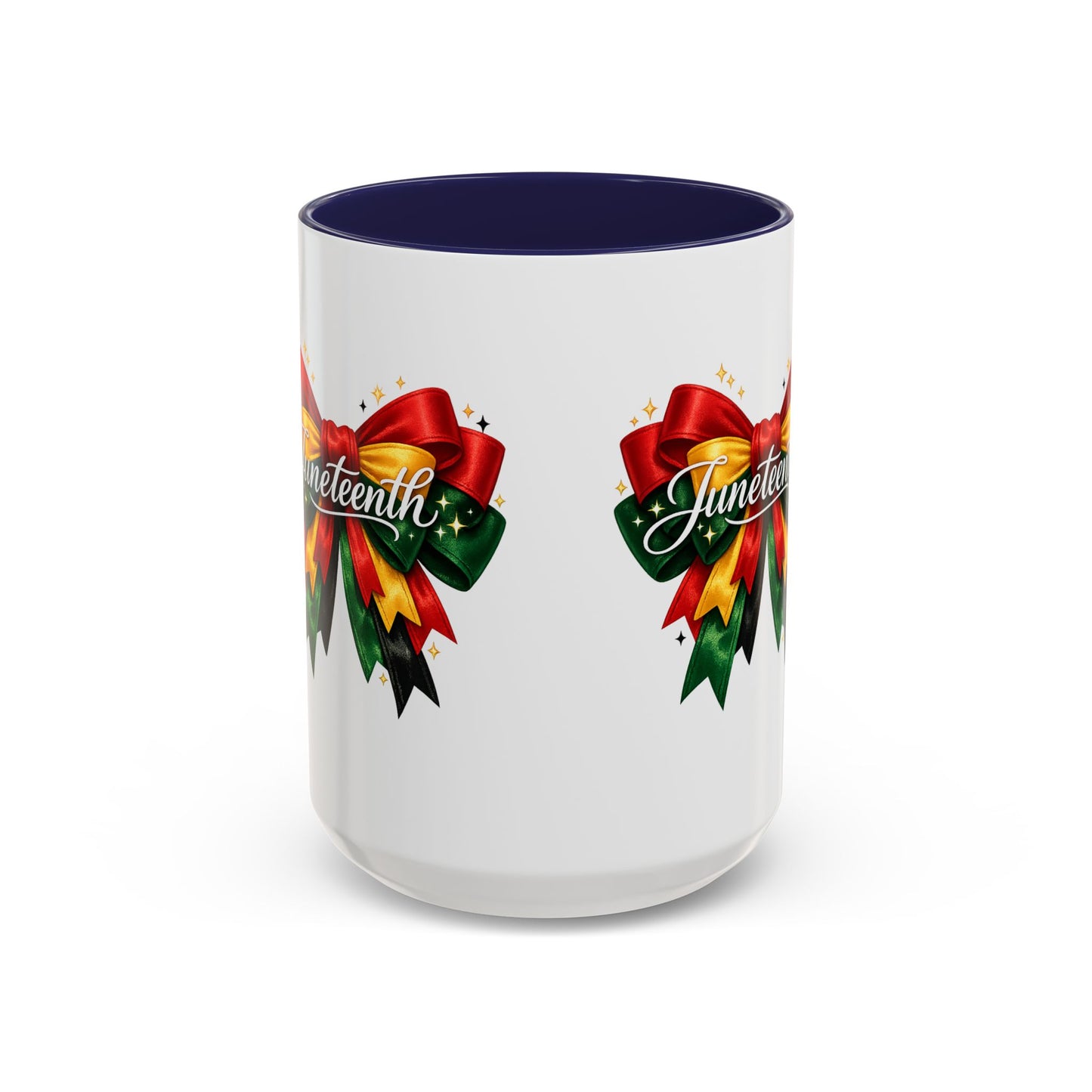 Juneteenth Ribbon Coffee Mug — Black/Red/Green Celebration Accent Mug