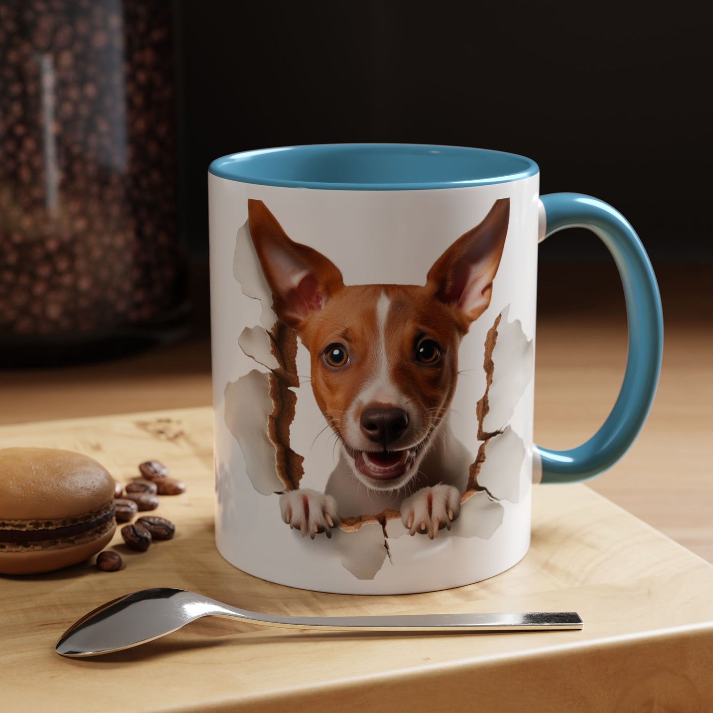 Basenji Puppy Peeking Accent Coffee Mug — Cute Dog Lover Gift (11/15 oz)