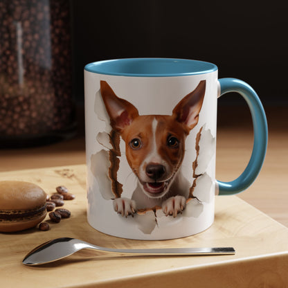 Basenji Puppy Peeking Accent Coffee Mug — Cute Dog Lover Gift (11/15 oz)