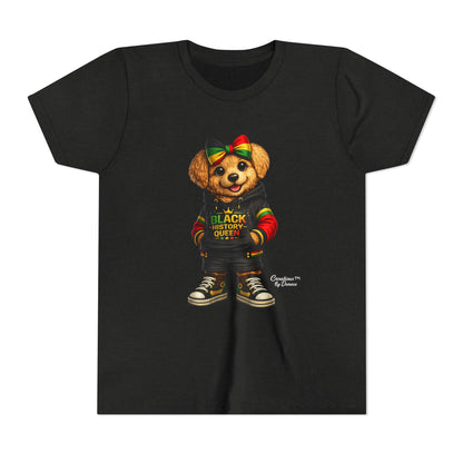 Youth Tee — Black History Queen Bear Graphic T-Shirt