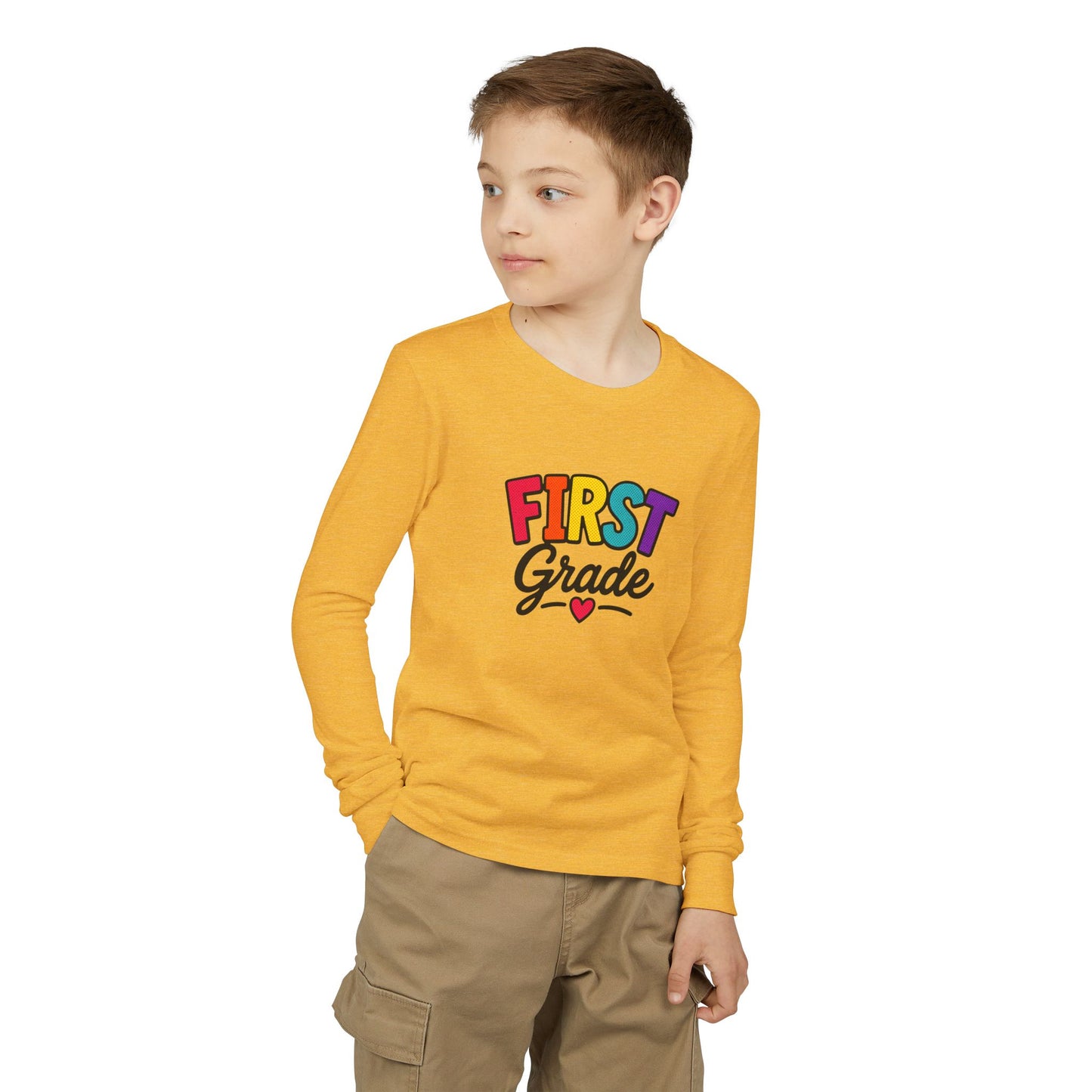 First Grade Kids Long Sleeve Tee — Colorful Back-to-School Shirt