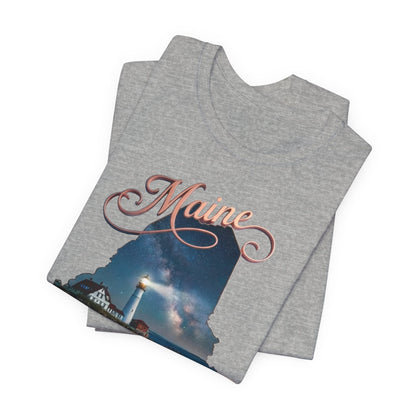 Maine Lighthouse Tee - "Can't Get There From Here" Coastal State Silhouette T-Shirt