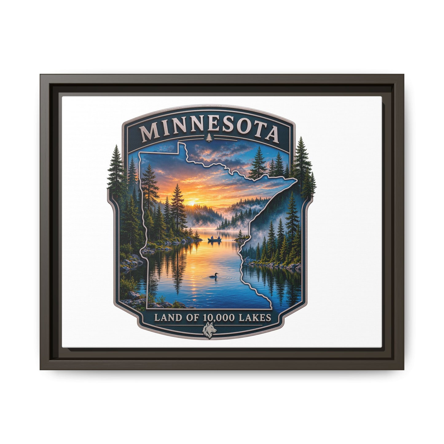 Minnesota Lakes Matte Canvas Print (Framed) — 'Land of 10,000 Lakes' Scenic Wall Art