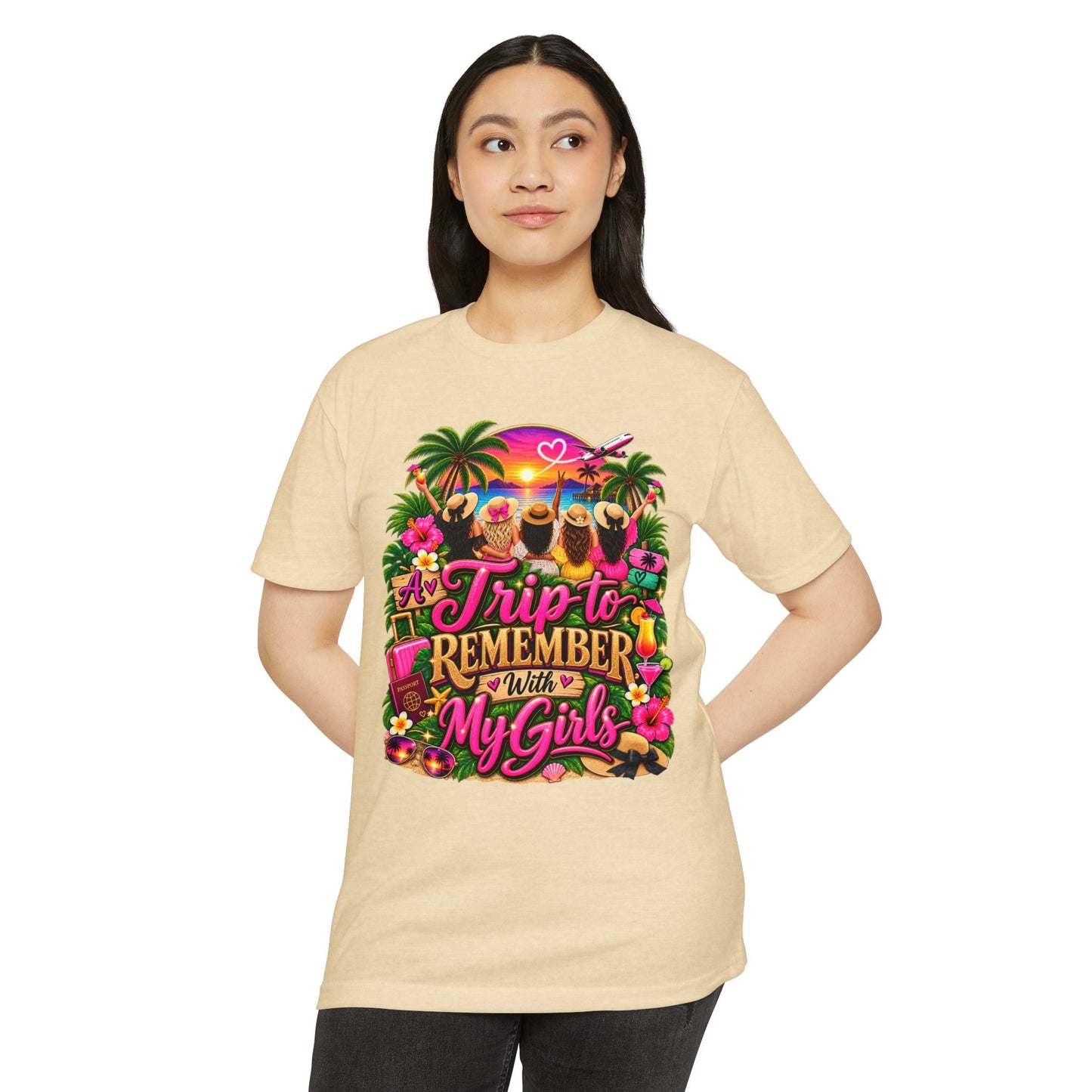 T-Shirt — 'A Trip to Remember With My Girls' Tropical Bachelorette/Besties Tee