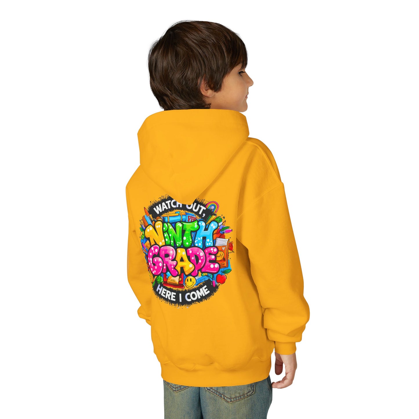 Kids' 4th Grade Hoodie – "Watch Out 4th Grade Here I Come" Colorful Back-to-School Sweatshirt