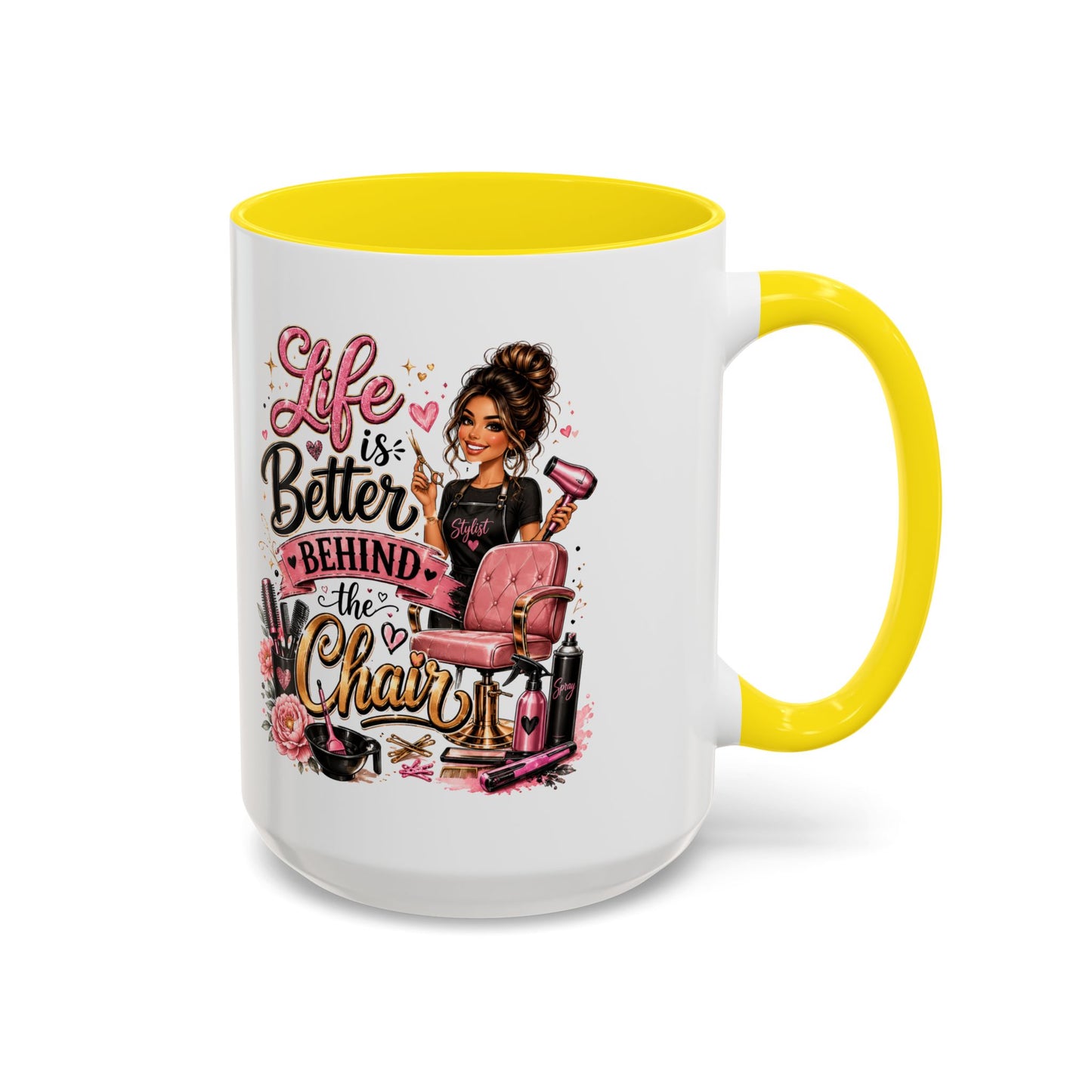 Life Is Better Behind the Chair Coffee Mug — Hair Stylist Barber Salon Gift (11/15oz)