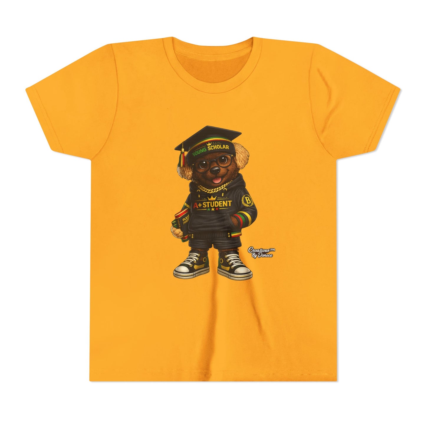 Youth Tee — Scholar Student Bear Graduation Graphic
