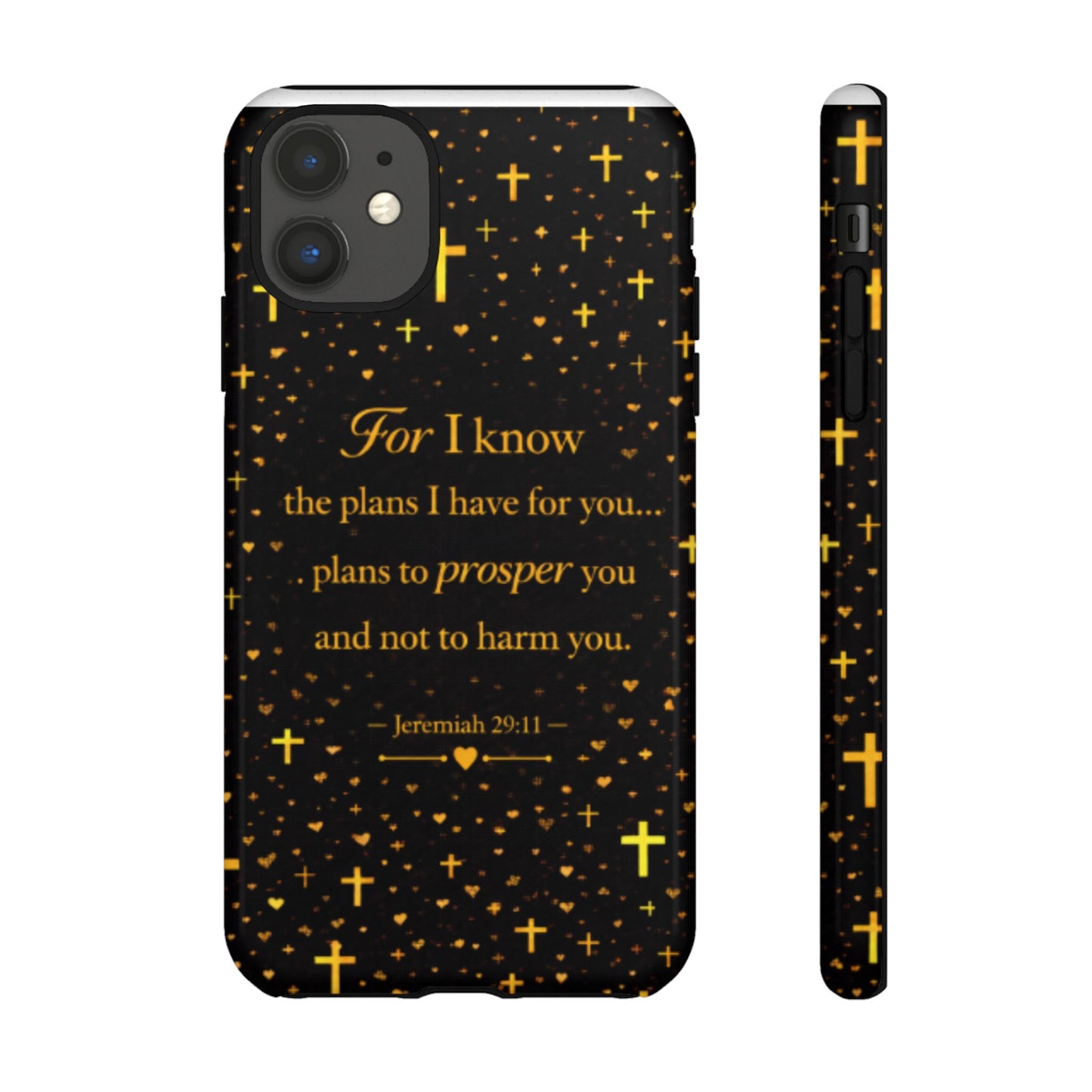 Phone Case — "For I Know" Jeremiah 29:11 Gold Cross Christian Tough Case