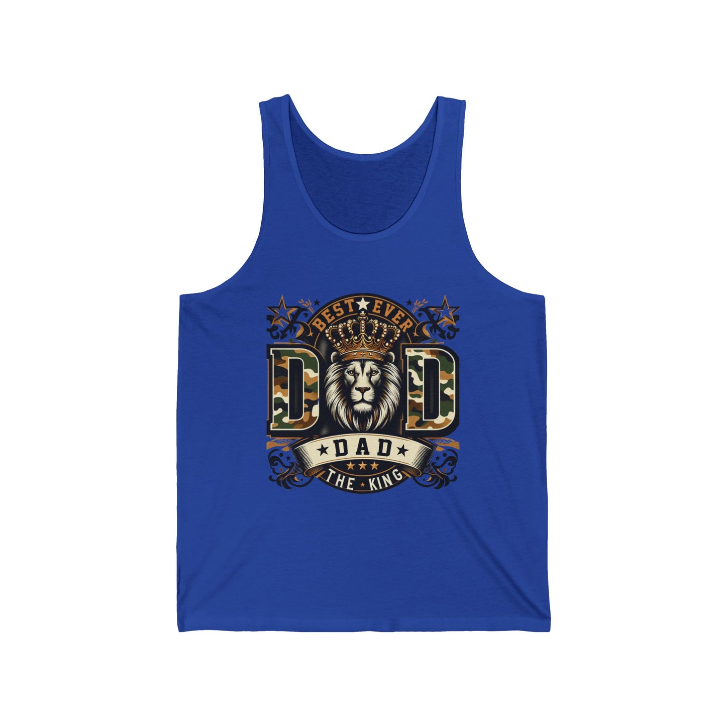 Dad Tank Top — "Best Ever Dad The King" Lion Graphic Fathers Day Gift