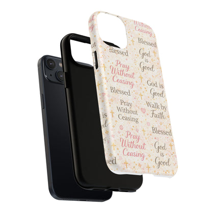 Christian Faith Magnetic Phone Case — "Pray Without Ceasing" Patterned Tough Case