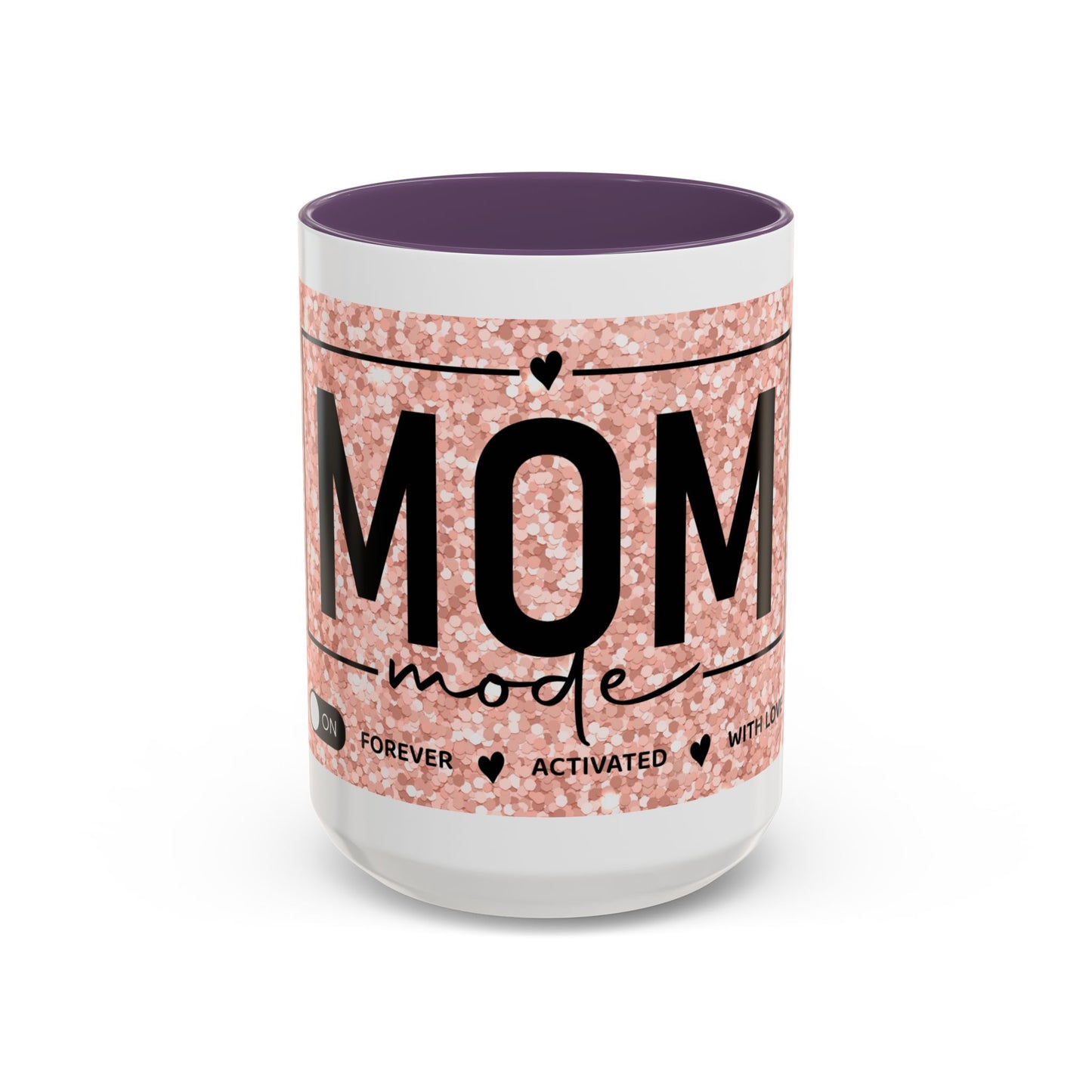 Mom Mode Glitter Accent Coffee Mug – 'Mom Mode' Rose Gold Sparkle (11/15oz)