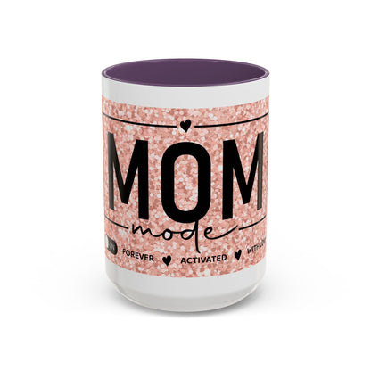 Mom Mode Glitter Accent Coffee Mug – 'Mom Mode' Rose Gold Sparkle (11/15oz)