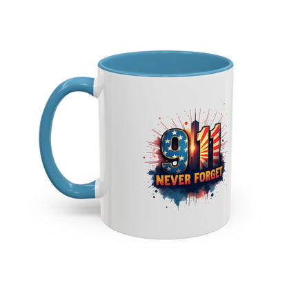 9/11 Never Forget Coffee Mug — Patriotic Memorial Accent Mug