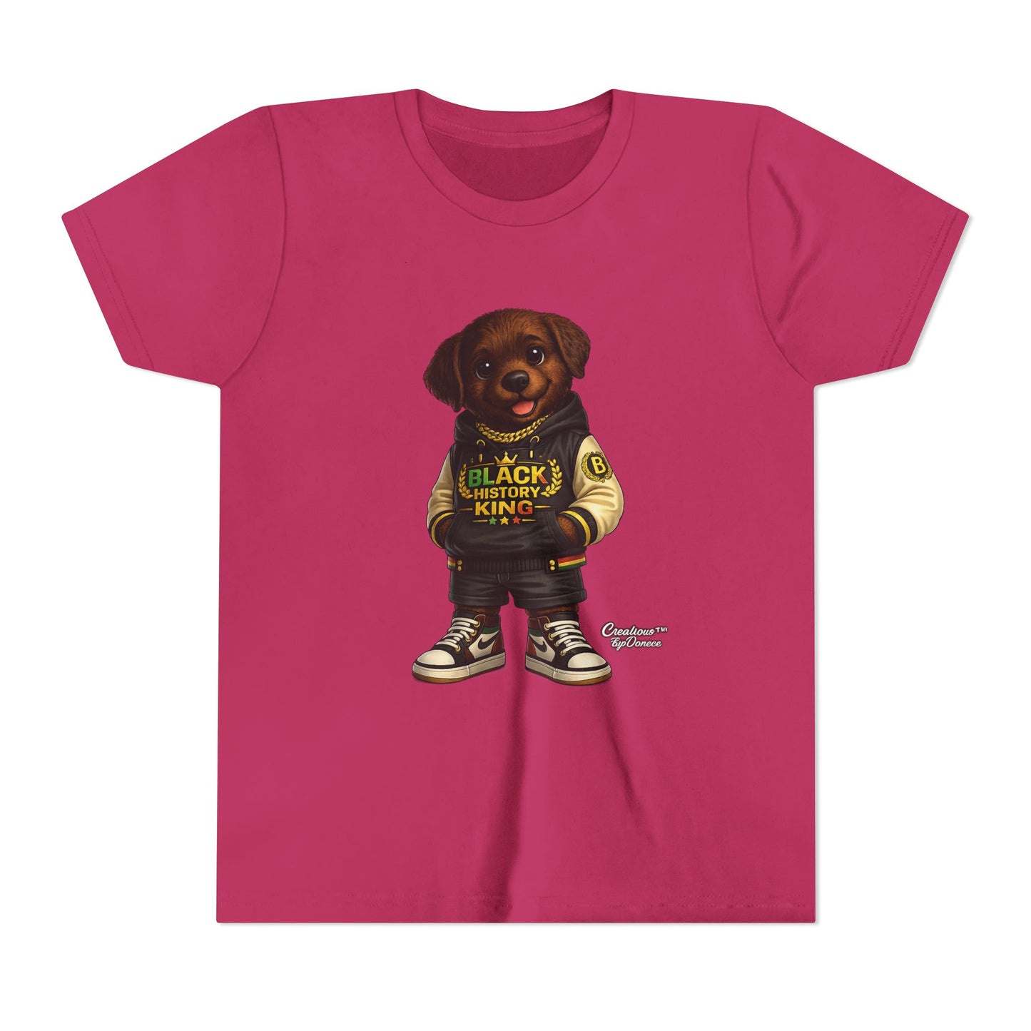 Youth Tee — 'Black History King' Puppy Graphic Shirt