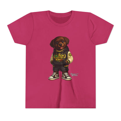 Youth Tee — 'Black History King' Puppy Graphic Shirt