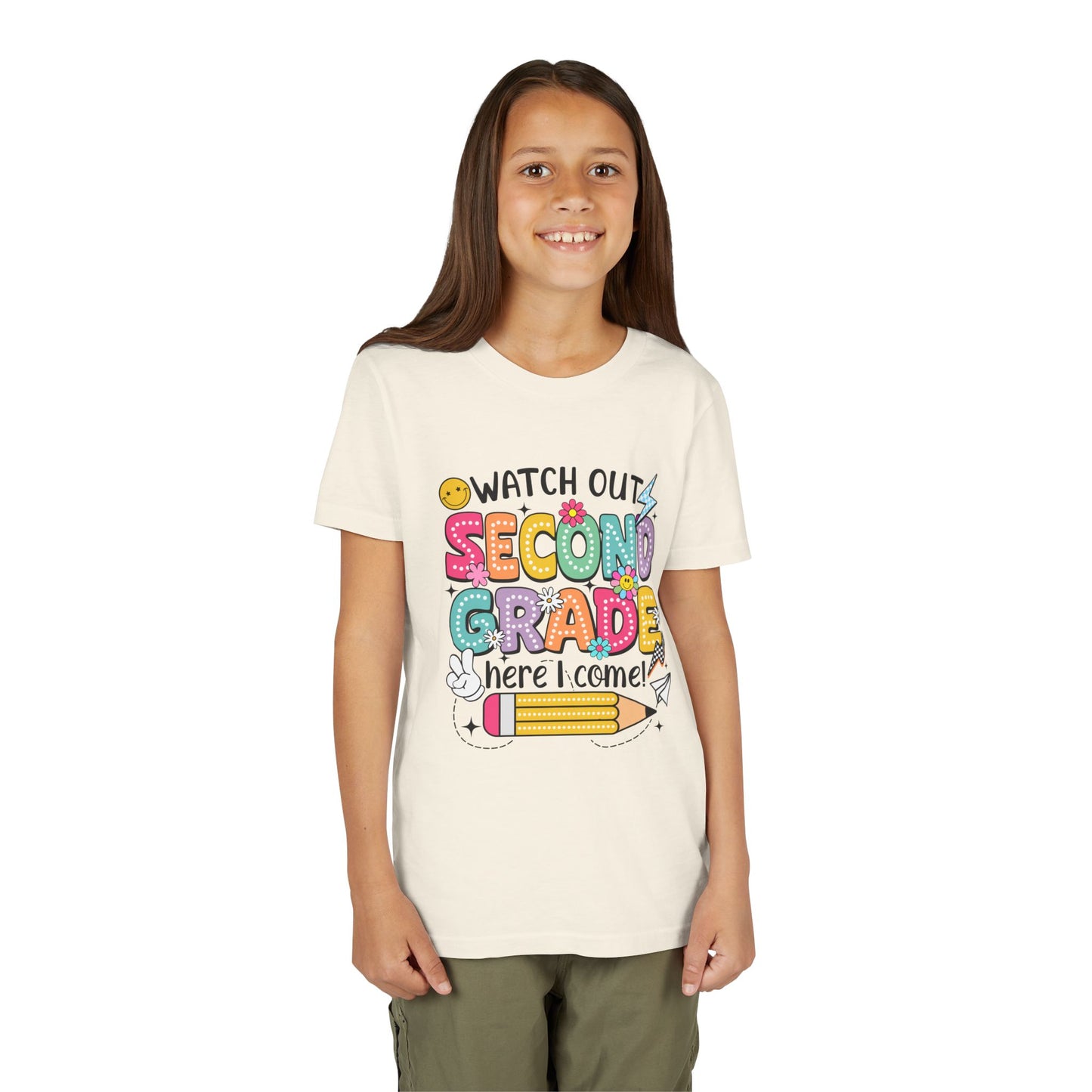 Second Grade Kids T‑Shirt – "Watch Out Second Grade Here I Come" Back‑to‑School Tee