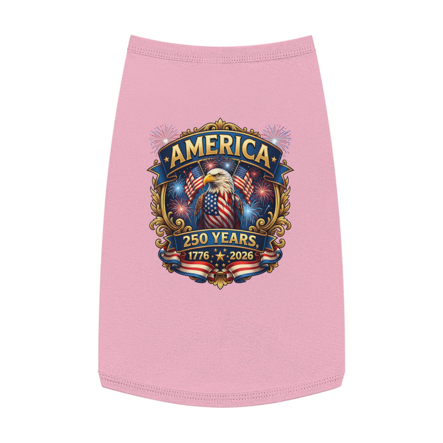 America 250 Pet Tank Top - 1776-2026 Patriotic Eagle & Fireworks
