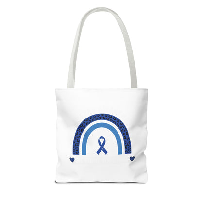 Blue Awareness Ribbon Rainbow Tote Bag – Support & Hope Everyday Tote